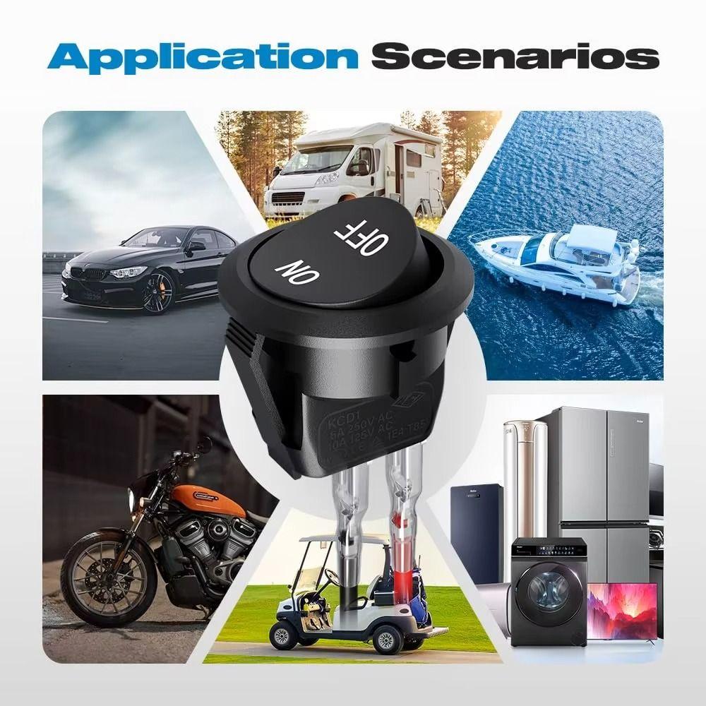 12 Volt DC Round Rocker Switch 2 Pin SPST Switch Small Rocker On Off Switch  Boat Marine