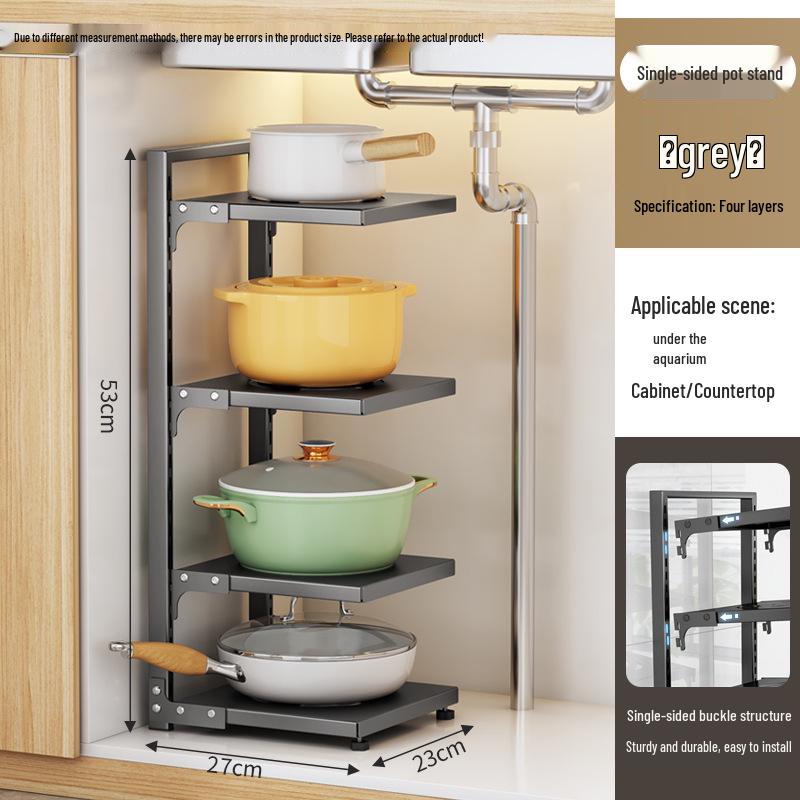 Multi-layer Kitchen Storage Rack: Under-Sink, Pot, and Cookware Shelf