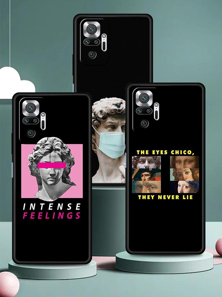 Cartoon Statue Abstract Art Phone Case Cover for Redmi 14C 10C Note 15 14 13 12 10 11 K40 Pro Plus 5G Soft TPU Shockproof Fundas