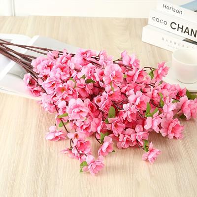 10pcs Elegant Faux Cherry Blossom Stems - Lifelike Tall Artificial Flowers for Vase Decor, Perfect for Wedding, Home, Spring, & New Year Festivities