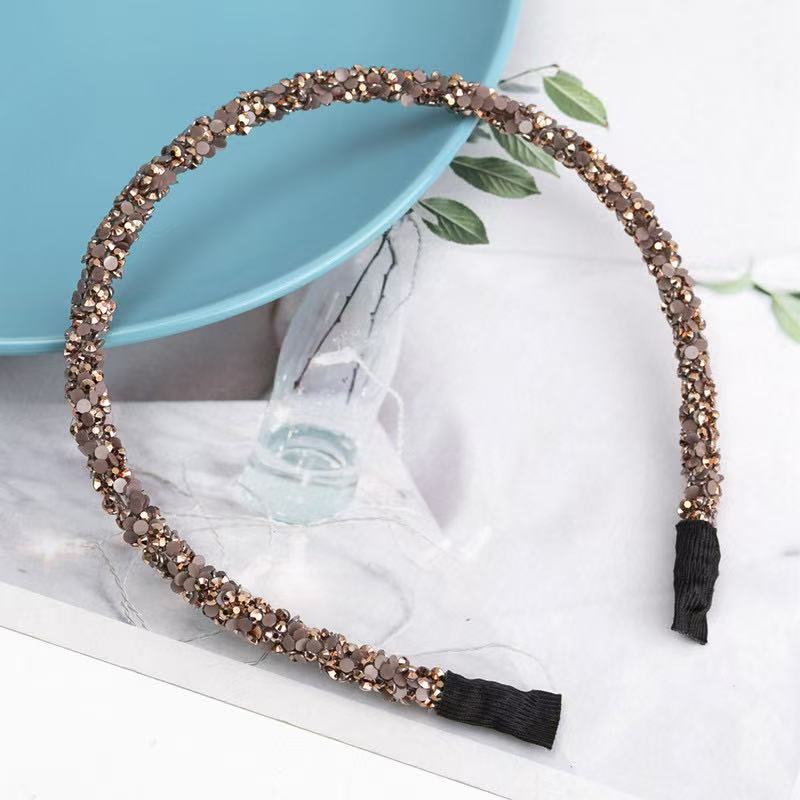 Fashion Korea Crystal Soft Headband for Women Rhinestone Hairband Beads Bezel Girls Hair Accessories Simple Headwear