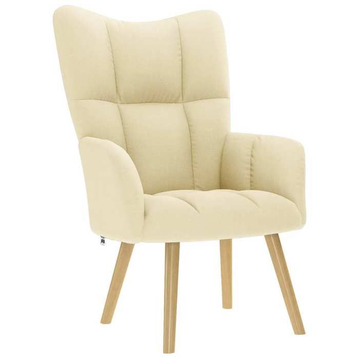 VidaXL Chaise de relaxation Crème Tissu, chaise, fauteuil relax, fauteuil relax en tissu, chaise de salon, chaise en tissu, 4016774