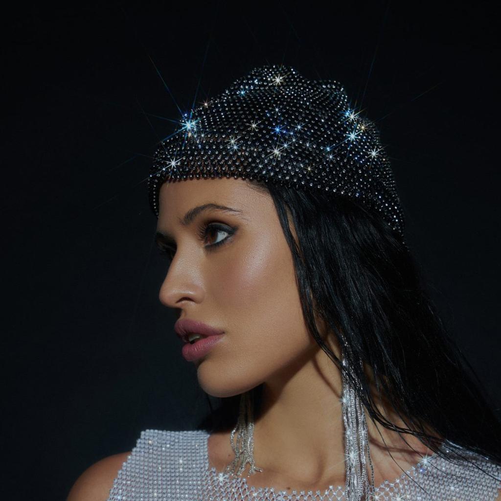 Glitter Rhinestone Elastic Hat Shinning Nightclub Beanie Hat Carnivals Festival Beanie Clubwear Adult Hat