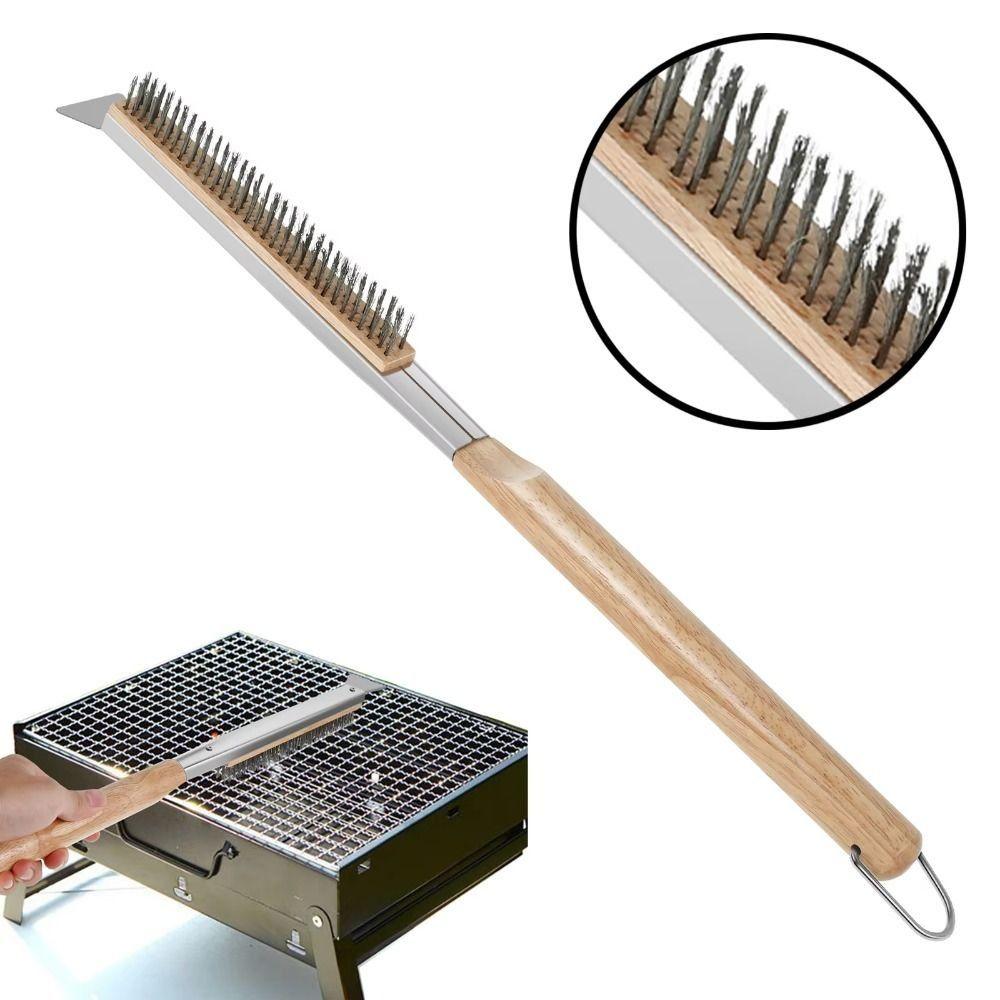 

53.5cm Long Grill Cleaning Brush with Scraper Pizza Stone Cleaner Brush BBQ 53.5cm