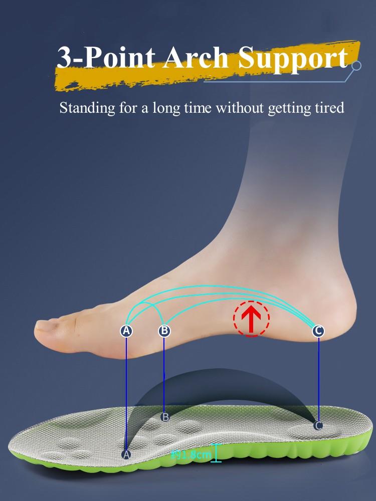 4D Latex Sports Shoes Insoles Super Soft High Elasticity Shoe Pads Anti-pain Deodorant Cushion Arch Support Foot Insole 1 Pair