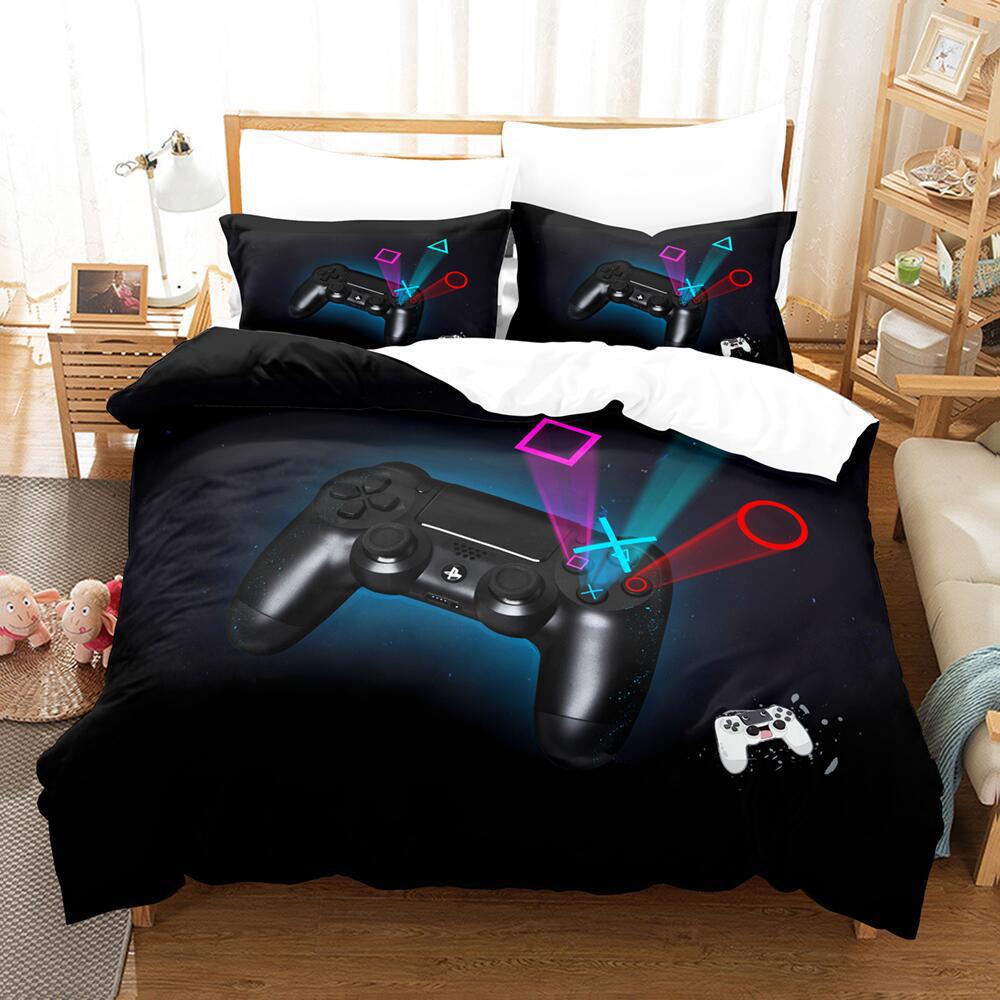 Cartoon Animation Digital Printing Keyboard Gamepad Bedding Three-Piece Microfiber Polyester Cotton Duvet