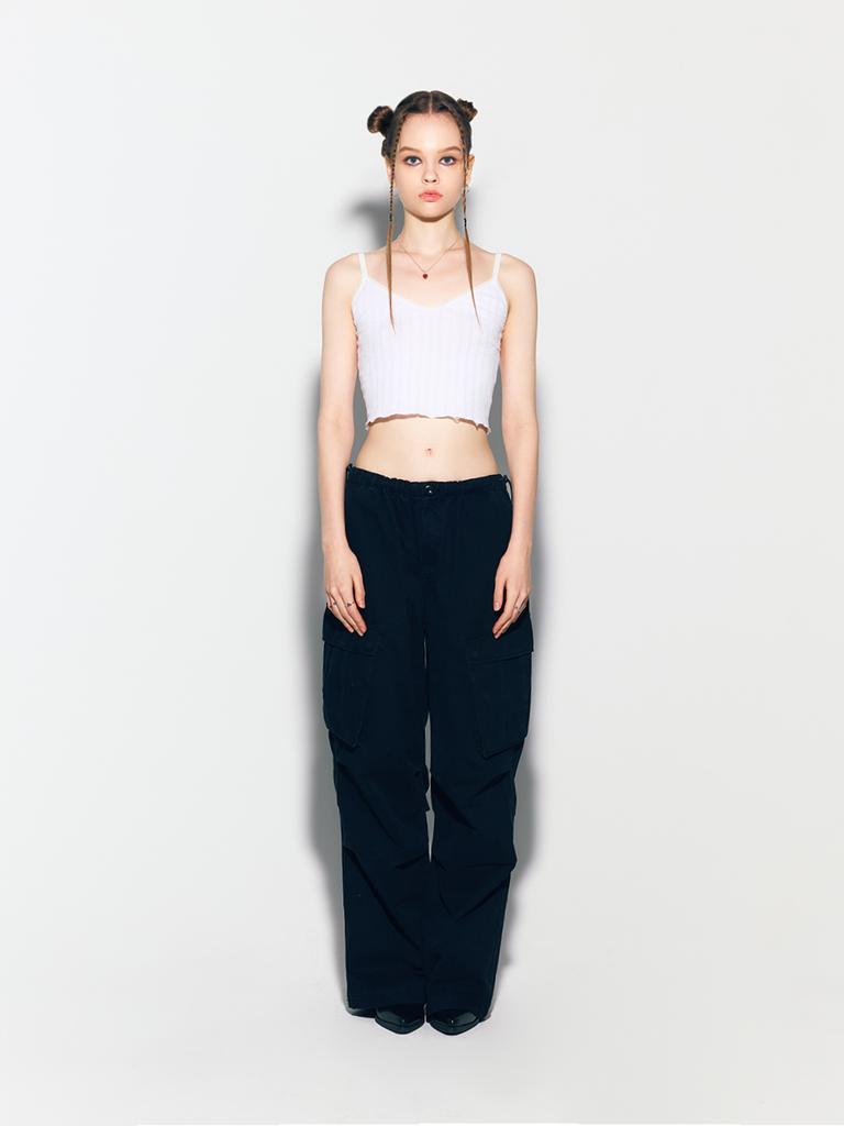 ASIF CALIE Wash Parachute Cargo Pants Black