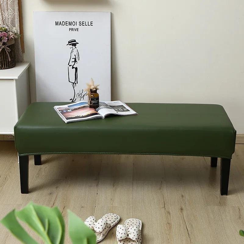 Waterproof Dining Bench Cover PU Stretch Washable Upholstered Bench Slipcover Seat Protector Bench Covers for Dining Room