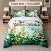 Owl Birds Theme Custom Text Or Name 3Pcs Bedding Set 1 Flat Sheet & 2 Pillowcases Personalized Home Bedding