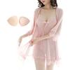 Babydoll Sexy Lingerie Popular Large Size With Cups Extreme Cute Gown Camisole Nightgown Half Slip Sexy Underwear Set [Loradouphi] Women's See-through