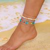 Bohemian Rice Beads Starfish Conch Pendant Anklet Set For Women Multi layer Sea Turtle Ankle Bracelet On Foot Girl Charm Jewelry