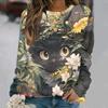 Autumn Cute Cat Pattern 3D Printed Hoodies Fashionable Casual Sports Long Sleeved Women's Hoodies