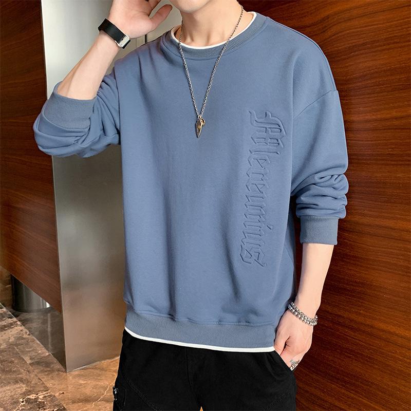 New couple spring sweater crew neck long sleeve casual top Korean version trend printed pullover sweater men