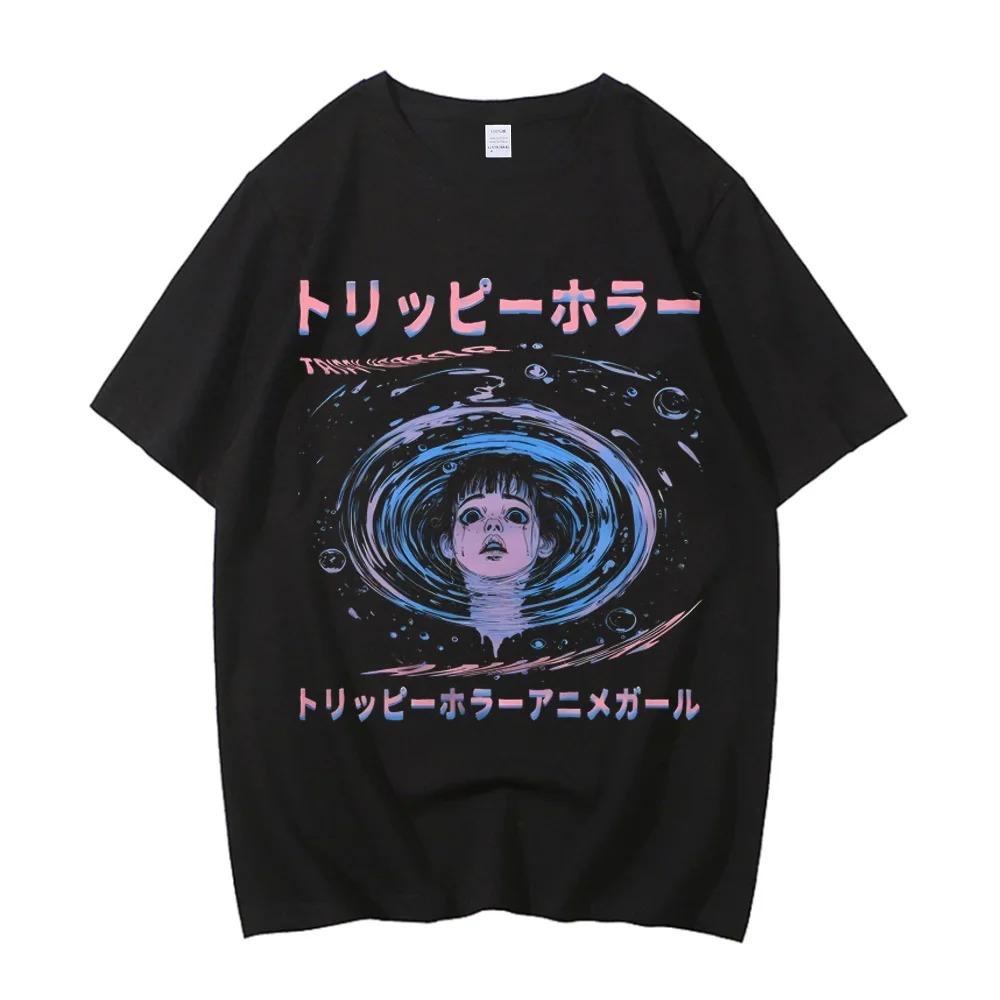 

Junji Ito T Shirt Men Punk Hip Hop Tees High Quality Cotton Casual T-shirt Anime Graphic Short Sleeves Plus Size Loose Cotton 4XL