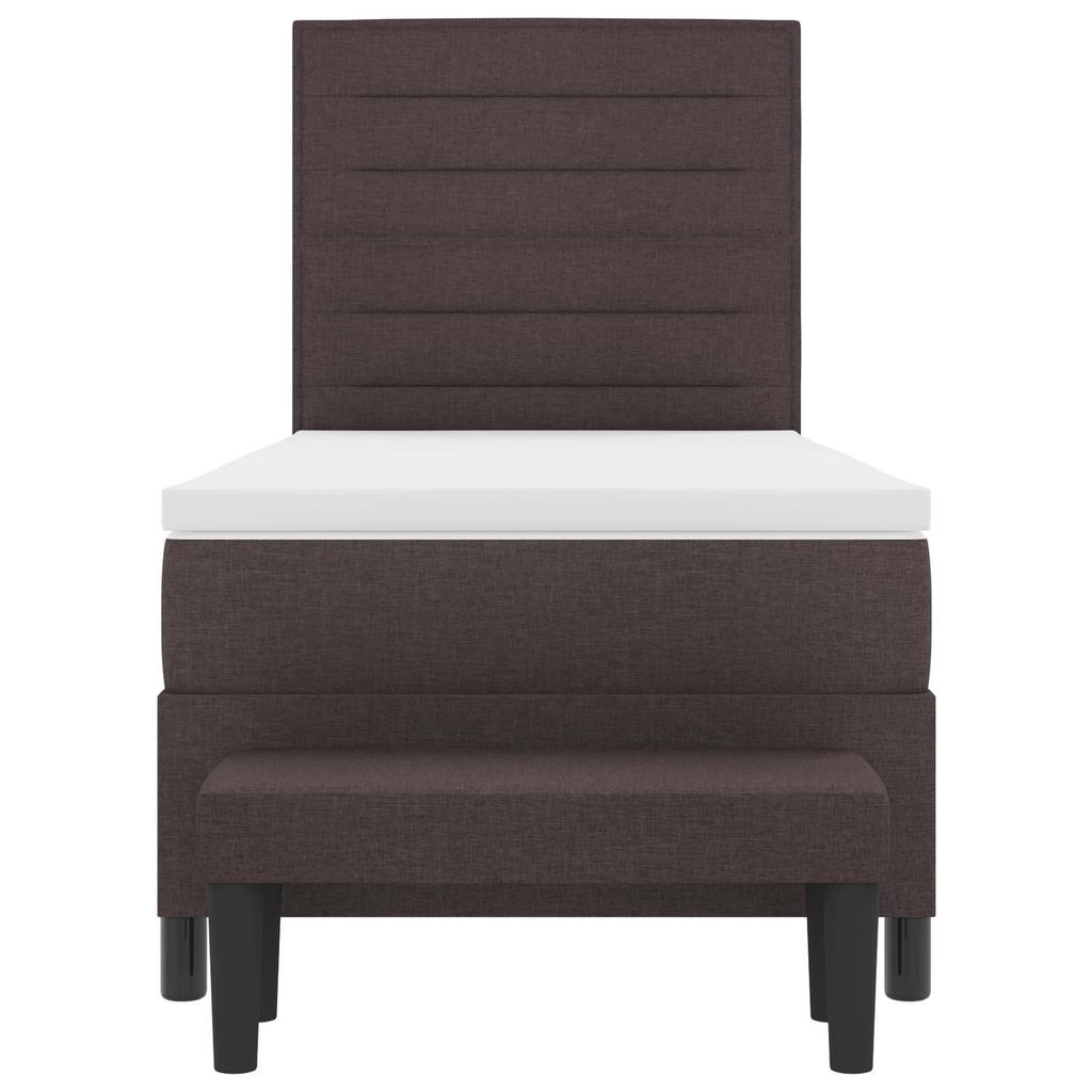 Boxspring Bed with Headboard Dark Brown 90 x 190 cm Fabric