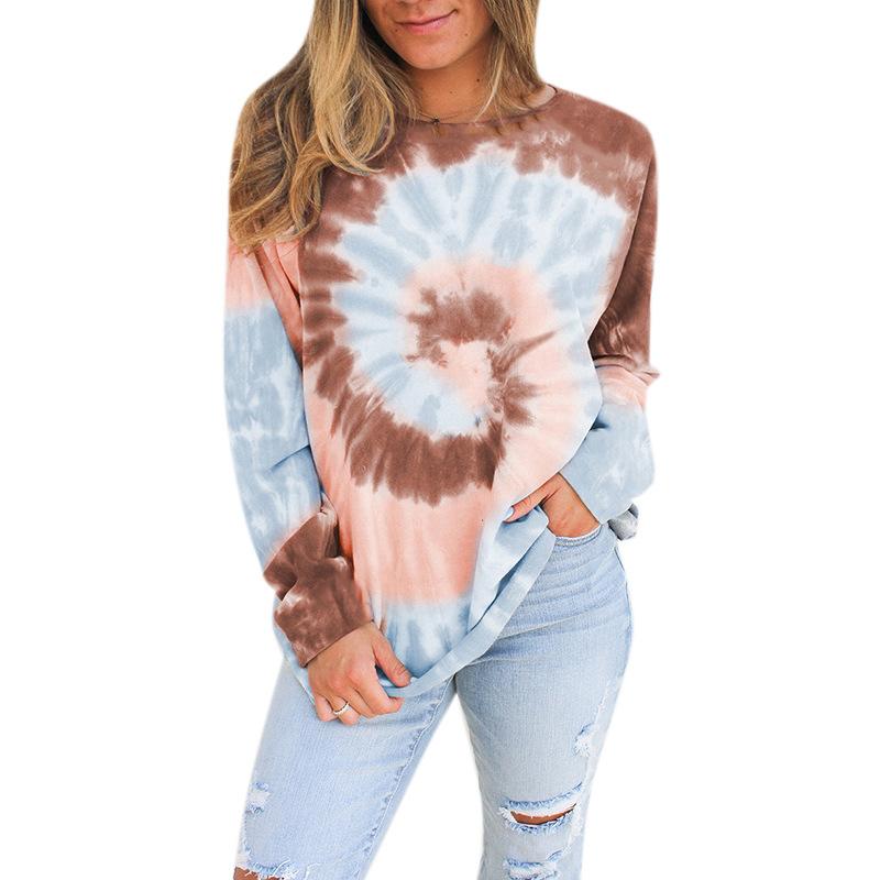 Women's T shirt Tee Tie Dye Daily Weekend Sweatshirts Streetwear Painting T shirt Tee Long Sleeve Print Round Neck Basic