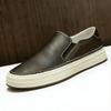 100% Genuine Leather Shoes Men Loafers Casual Slip On Cowhide Black White Shoes Flat Soft Comfortable Brand Male Footwear