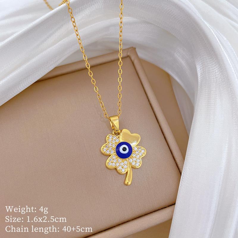 Copper Micro-Inlaid Light Luxury Fashion Personality Temperament Gorgeous Full Diamond Necklace Women'S Versatile Collarbone Chain Titanium Steel