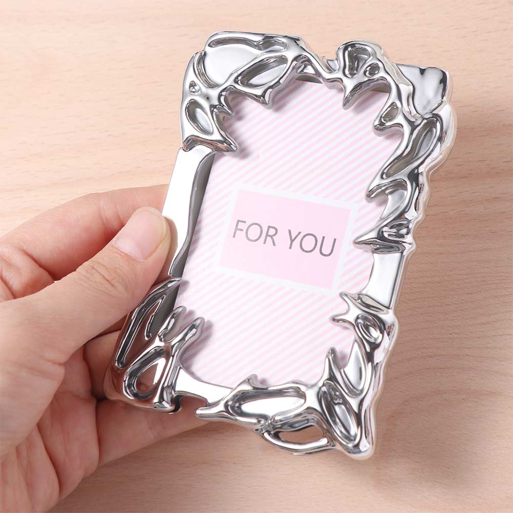 Metallic Style Photo Card Frame Electroplate Idol Photo Display Stand  Card Storage Case