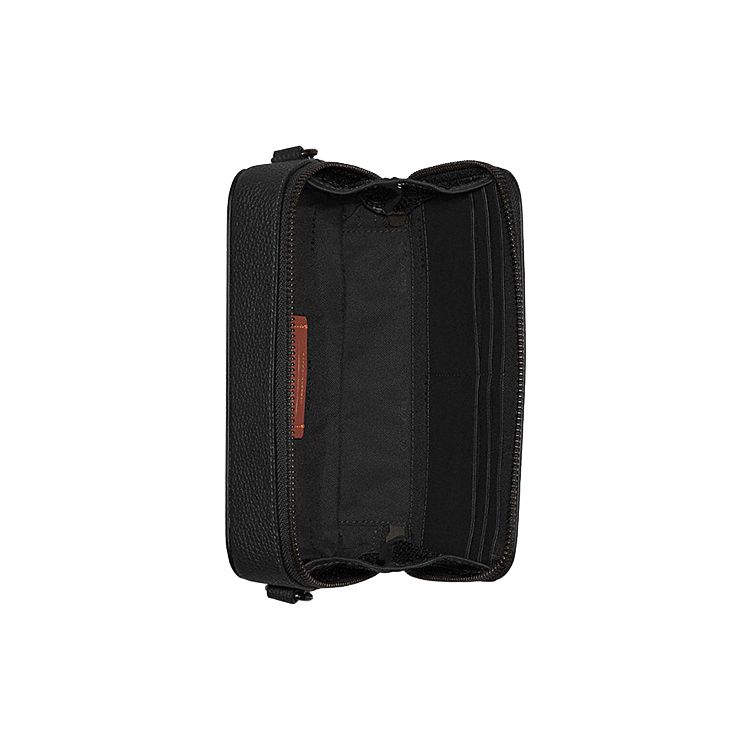 Coach Charter 19 Multi-Slot Double Zipper Leather Shoulder Bag Men Shoulder Bag Black CC070-BLK
