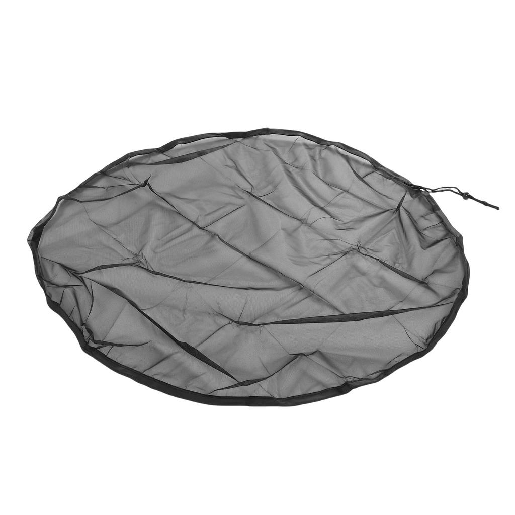 Rain Bucket Mesh Cover Black 37.4in Diameter Polyester Fiber Water Collection Bucket Cover with Drawstring for Leaves
