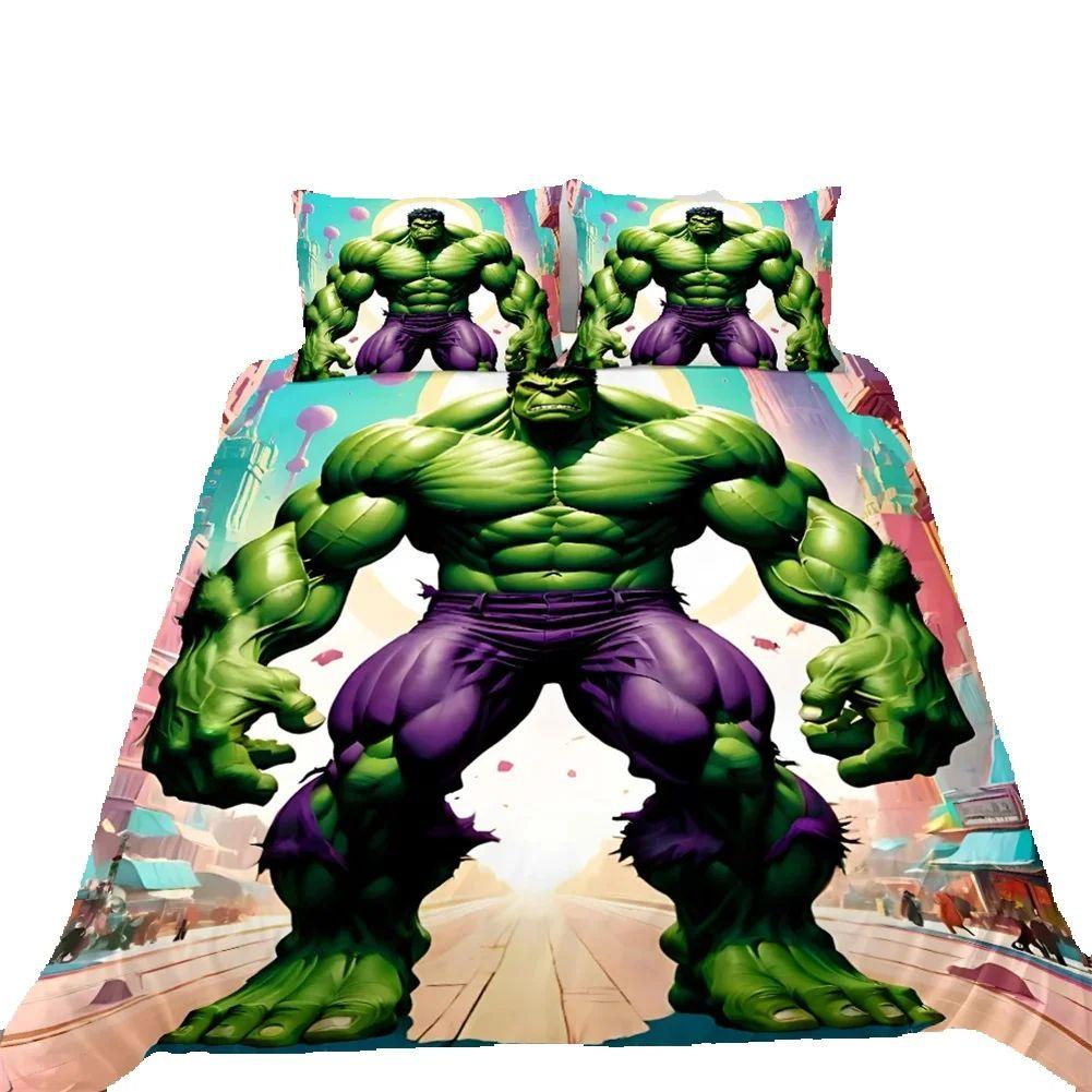 Flylo Unisex Infant Boys Hulk Anime Hero Polycotton Duvet Cover With Pillowcase 75X50cm, Single Duvet Cover Set Reversible Bedding Set 2Pcs For Kids 135Cm