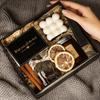 Scented Candle Gift Box English Pear & Freesia Aromatherapy Cube Candle Dry Fruit Decor Home Fragrance Holiday Present Black Box Kit