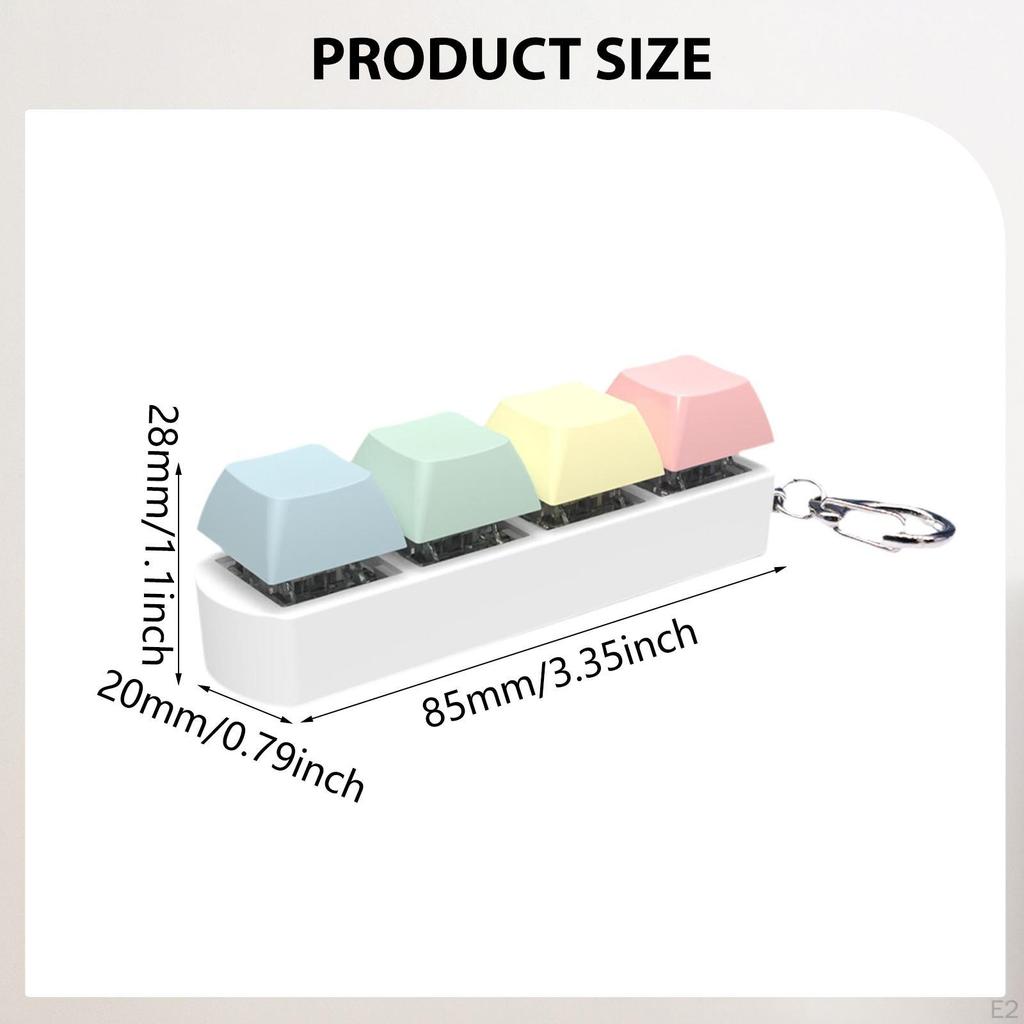 4 Button Fidget Keyboard Keychain, Carabiner Keychain Clip, Portable Toy for Children