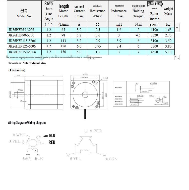 Three-Phase Hybrid Stepper Motor, 1.2° Angle, 98mm Length, High Torque for Automation Equipment