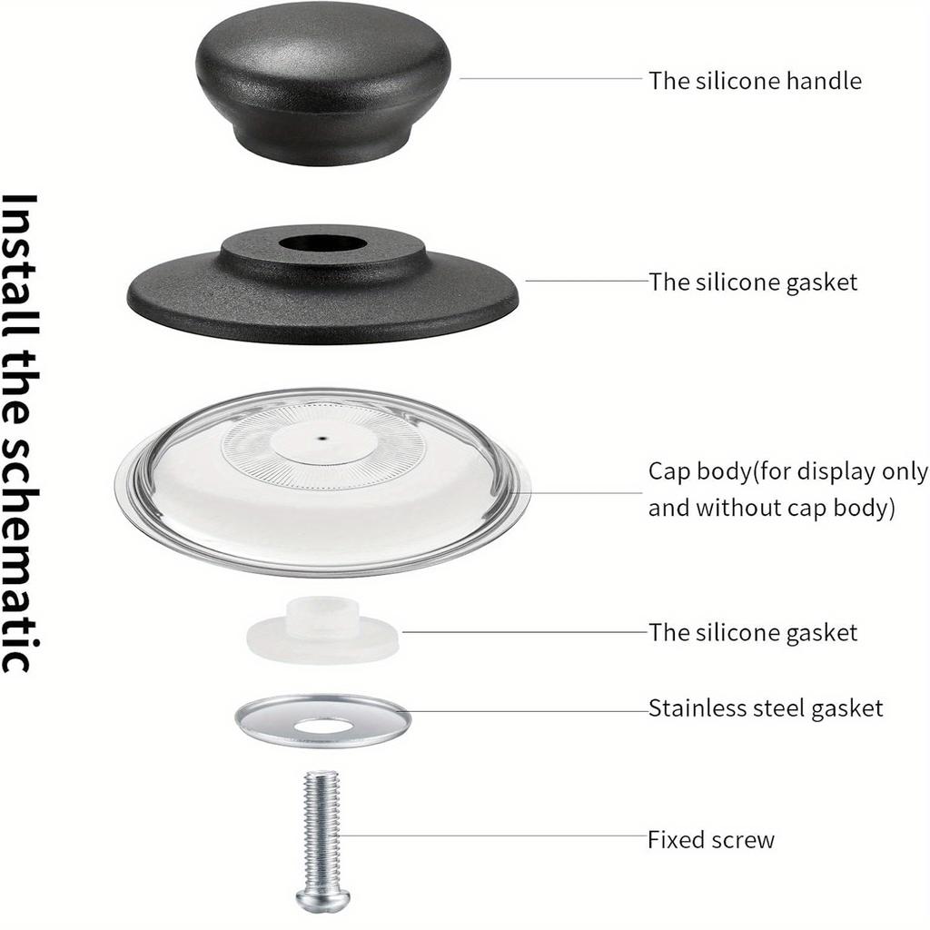 4 Stück Topfdeckelknöpfe, Topfdeckelgriff Ersatz, Topfdeckelknöpfe, Universeller Küchen-Bakelit-Oberteil-Ersatz für Töpfe und Pfannen
