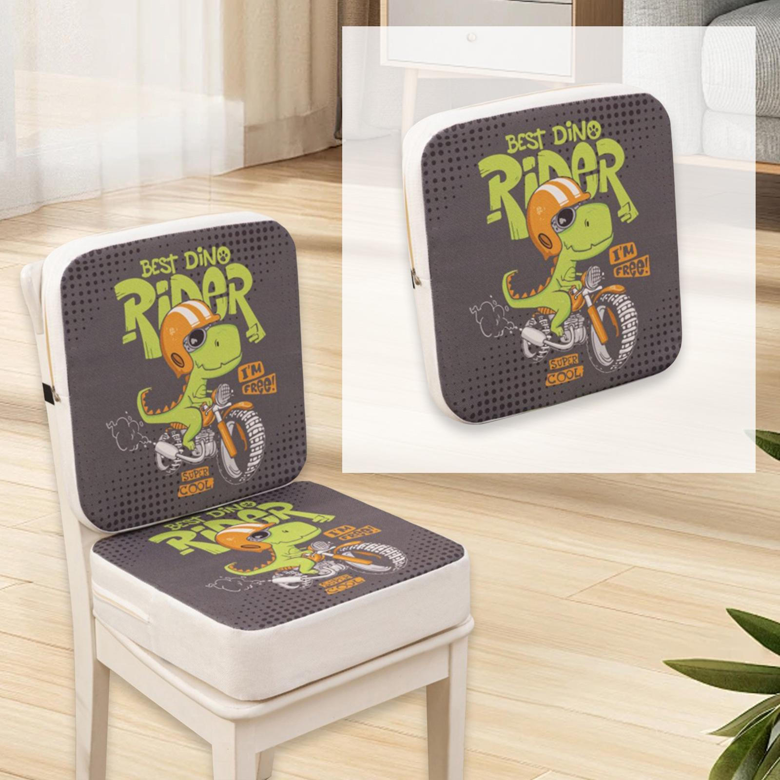 

Бустер для обеденного стула Мультяшный узор Противоскользящая Подушка для увеличения высоты Высокая подушка 40cmx40cmx5cm_Motorcycle Dinosaur