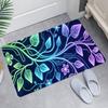 Blue Neon Floral Non-Slip Bathroom Mat
