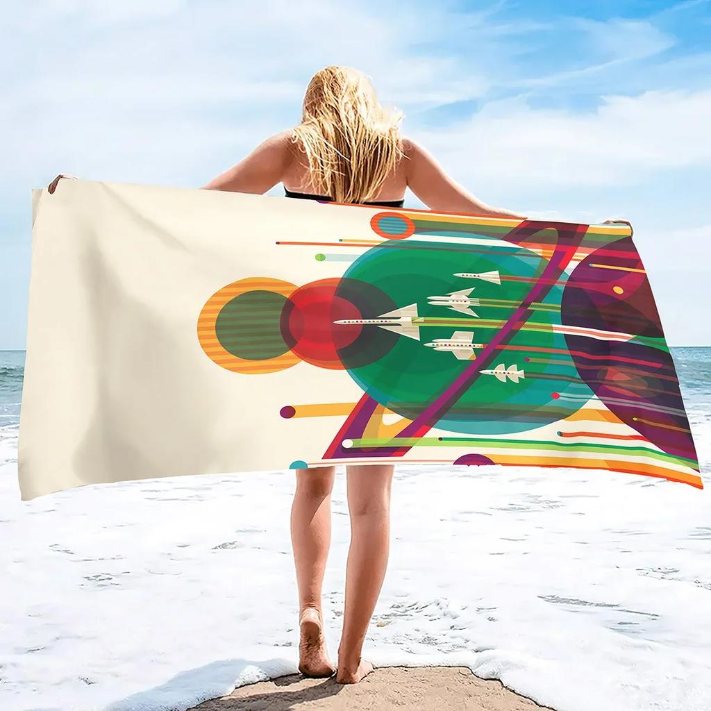 Retro Poster Microfiber Beach Towels Bath Towels Quick Dry Pool Towels Sand Free Beach Blanket for Travel Camping Vacation