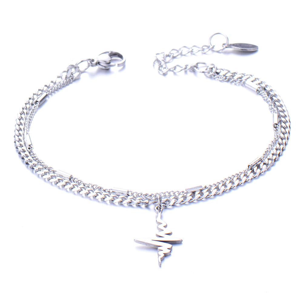 European and American simple personalized bell double-layer titanium steel bracelet spot men and women couple jewelry women's trend fashion jewelry