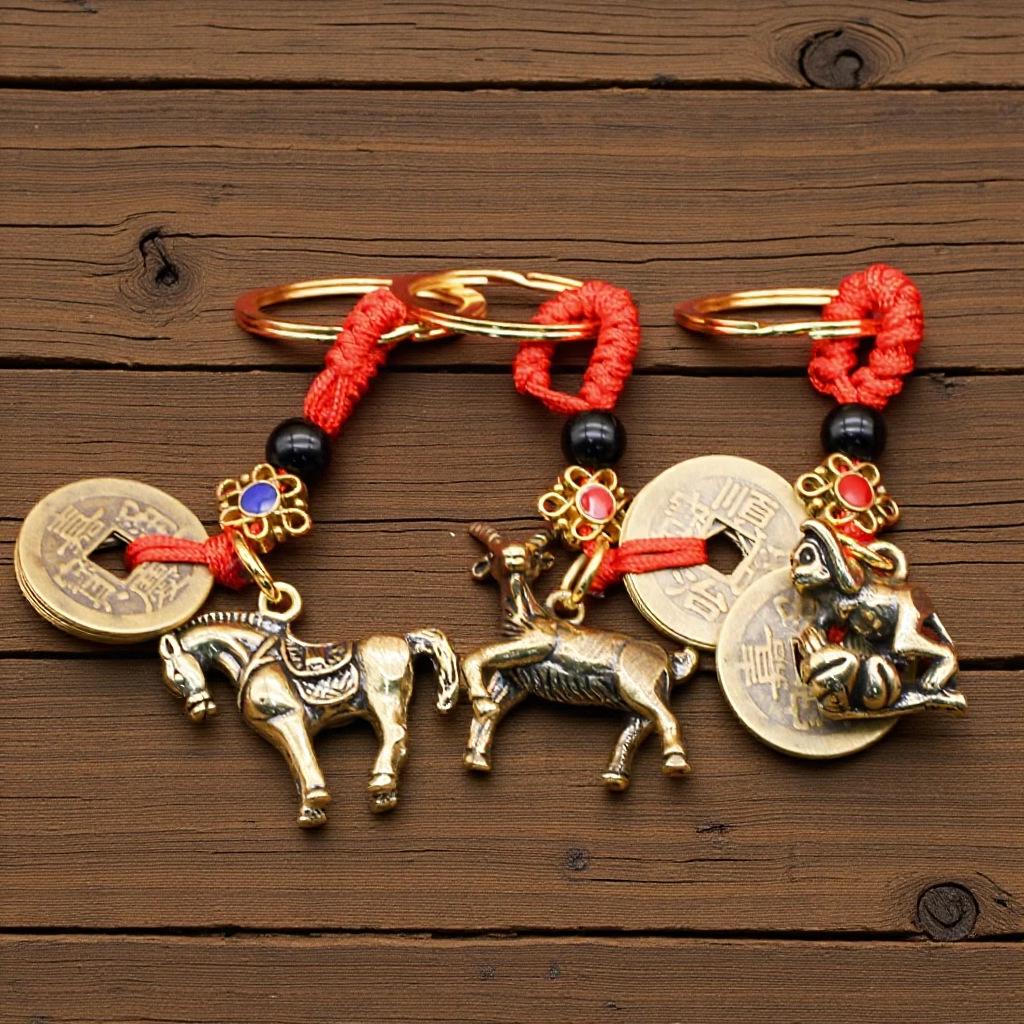 Llavero de Latón 3D Zodiaco Chino Año de Nacimiento - Accesorio Colgante Personalizado para Llave de Coche