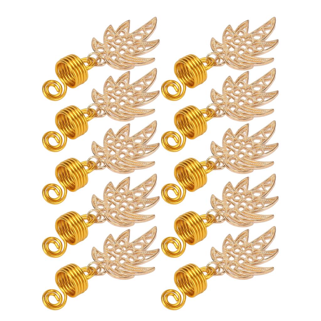 10pcs Beard Beads Accessories Antique Decorative Maple Leaf Spring Beard Pendant Accessories for Beard Braiding Golden