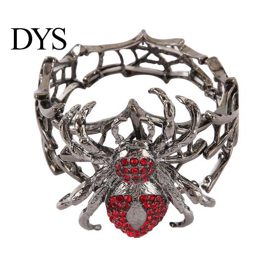 Personalized Daily Accessory Vintage Rhinestone Spider Bracelet, Gothic Punk Adjustable Stretch Bangle Cool Rock Soul Wristband for Men Women,