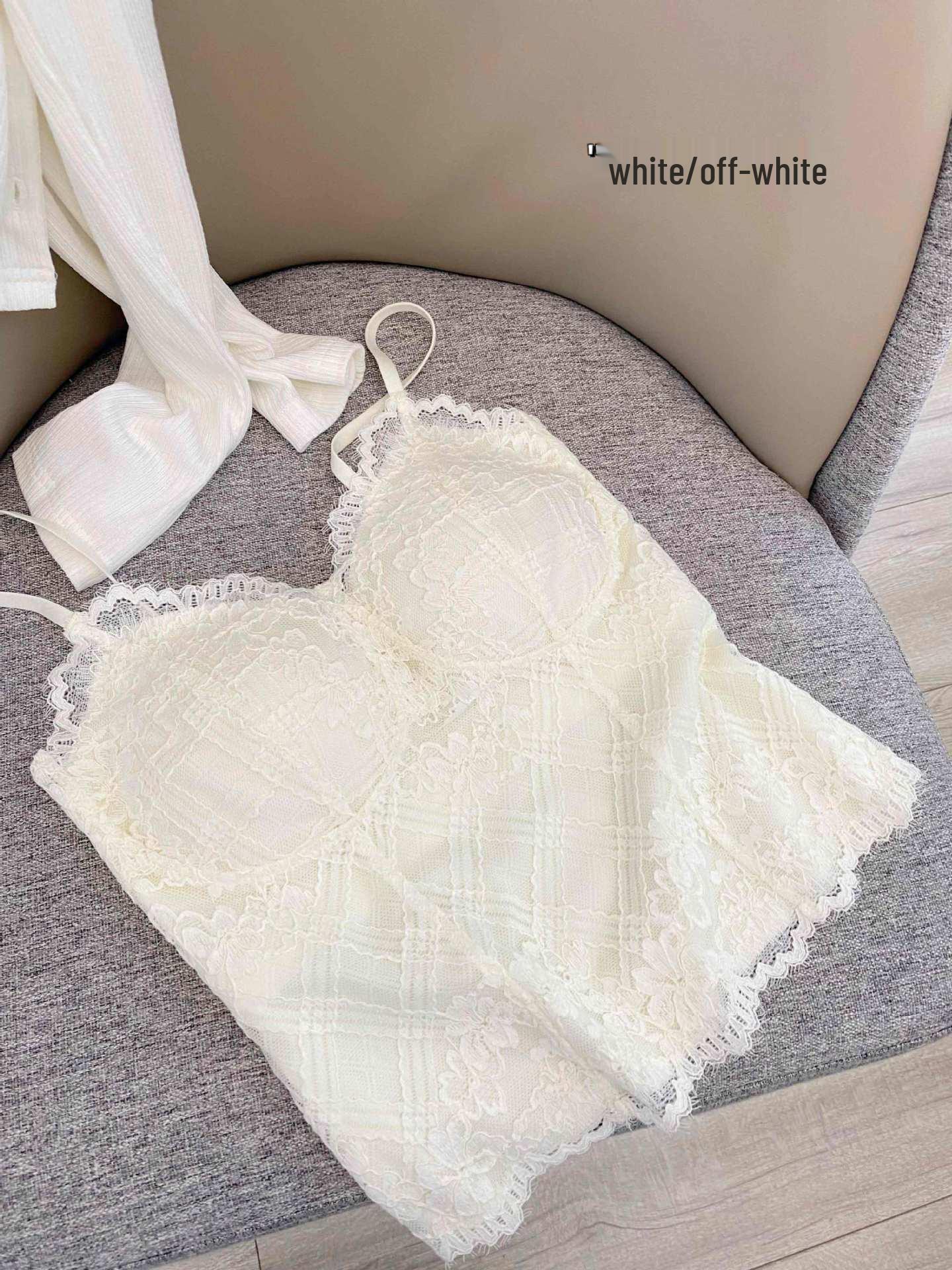 

Women s V-Neck Lace Camisole Tank with Chest Pads – Wear Alone or as a Base Layer XL (125-140 jin) грязно-белый