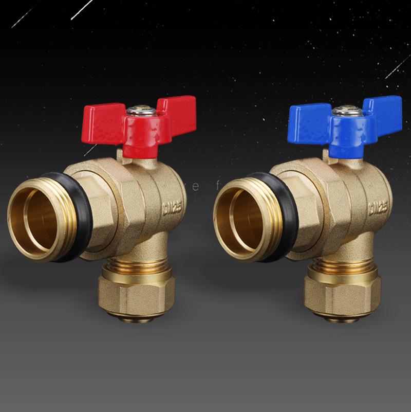 Underfloor Heating Inlet/Outlet Angle Valve with Aluminum-Plastic Pipe, Double Union Male Thread, Brass Ball Valve.