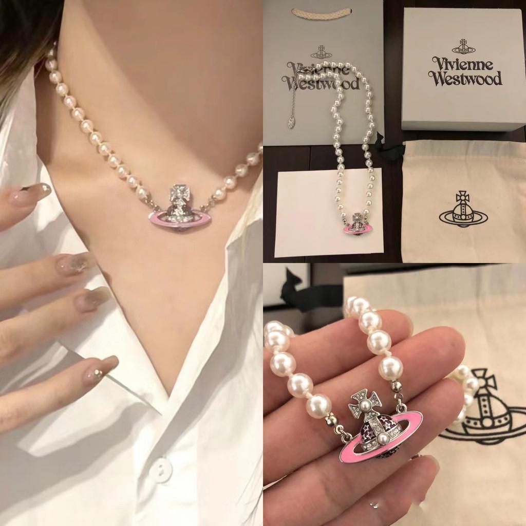 Saturn Pearl Necklace With Cz Microinlay Ushaped Pendant For Elegant Women