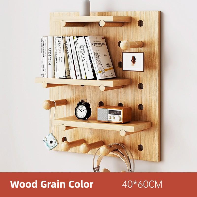 Solid Wood Hole Wooden Shelf Pegboard Accessories Wall Shelf Hole Board Household Decoration Display Stand