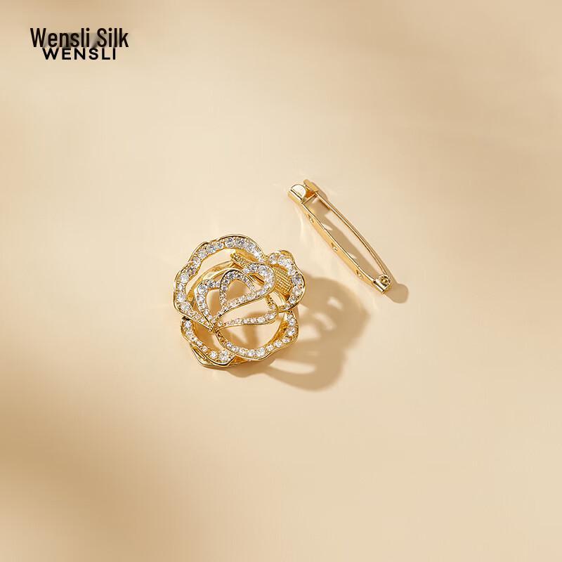 Wansli Mulberry Silk Scarf with Dazzling Buckle Set