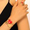 2-teiliges kreatives Metall-Durchbruch-Blatt-Armreif- & Ring-Set für Damen