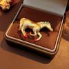 Metal Copper Metal Horse Brooch Vintage Animal Lapel Pins Luxury Zodiac Pony Pin  Suit Accessories