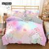 Girls Unicorn Flower Duvet Cover Cartoon Bedding Set Microfiber 3D Print Comforter Cover King Full For Kids Teen Bedroom Decor