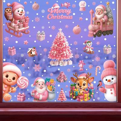 Waterproof PVC Window Stickers Snowflake Santa Claus Xmas Decal Glass Windows Decor Reindeer Christmas Stickers Window