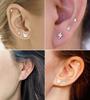 4 Pairs CZ & Opal Flat Back Earrings for Women & Men,  Hypoallergenic Earrings for Sensitive Ears, Screw Back Cartilage Earrings