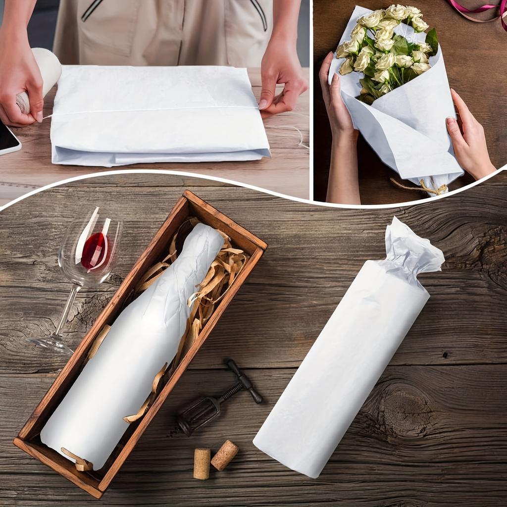 60 Blatt weißes Seidenpapier – vielseitiges Geschenk- und Bastelpapier-Großset für Geschenke, Verpackungen, Blumenprojekte, Dekorationen.