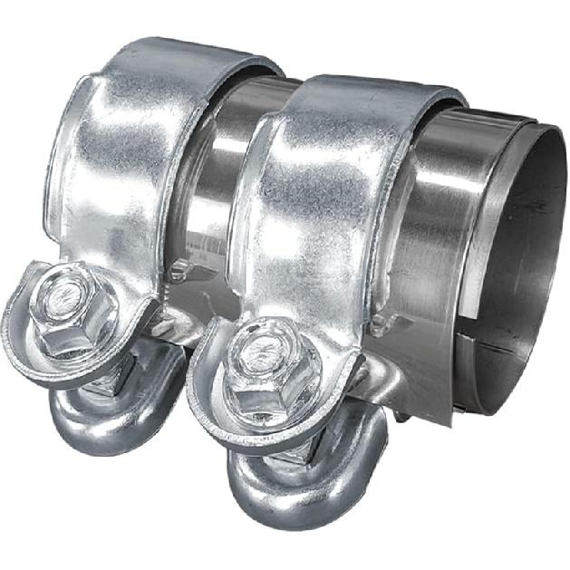 2 Inch Automotive Exhaust Clamp, Stainless Steel Butt Joint Bolts Band Flanges Clamp Assembly, Universal Tube Connector Sleeve Coupler for Muffler