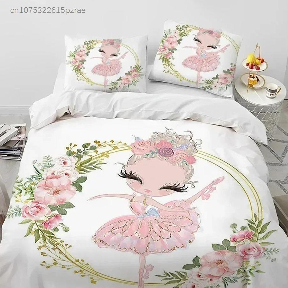 Cartoon Cute Ballet Girl Ballerina Bedding Set Bedroom Soft Modern Bedspreads Comefortable Duvet Cover Quilt Cover Pillowcase